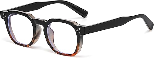 Miniatura 9 de AIEYEZO Lentes retro de luz azul para hombres y mujeres, anteojos cuadrados con marco grueso, gafas de computadora vintage de moda Negro,Negro