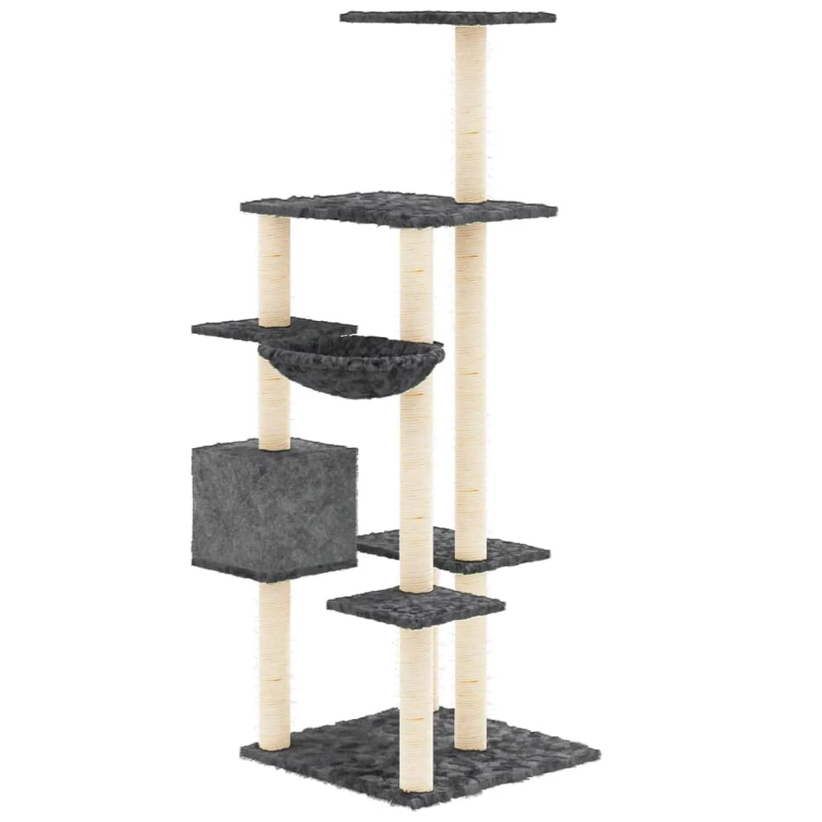 ShGaxin Rascador para Gatos con Postes de sisal, Rascador Gato, Arbol Rascador para Gatos, Gatos Accesorios, Torre Gatos, Arranhador para Gatos, Casa para Gatos, Gris Oscuro 142 cm