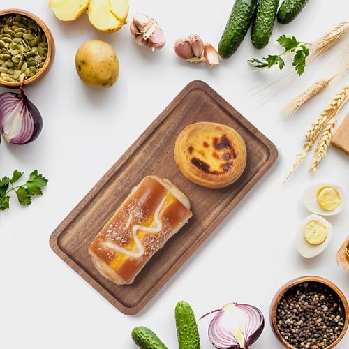Image of Woodland Dreams Wooden Serving Platter /Tray, Handmade Multipurpose Coffee, Tea, Snacks, Breakfast, Food Platter, Modern Design Tray, Rectangular Platter for Home & Kitchen, 10X5 Inch, 1 Pcs