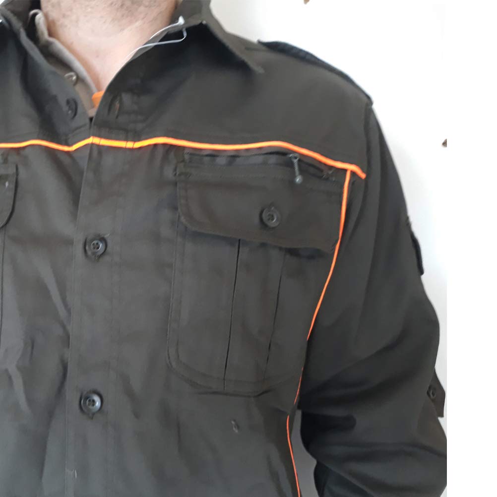 Camicia Caccia Verde riporti Arancio Bottoni Abbigliamento Tecnico Uomo