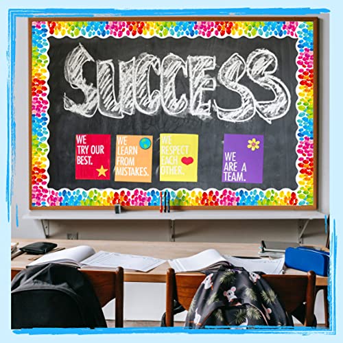 Image of 60 Feet Bulletin Board Borders, Color Balloons Pattern Scalloped Rolled Border Trim for School, Classroom & Offices