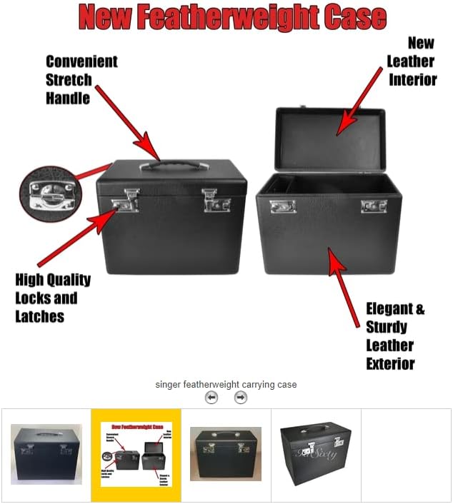 New Luxury Carrying Case, Compatible w/Singer Featherweight 221/222 Sewing Machines. Model P60221NS