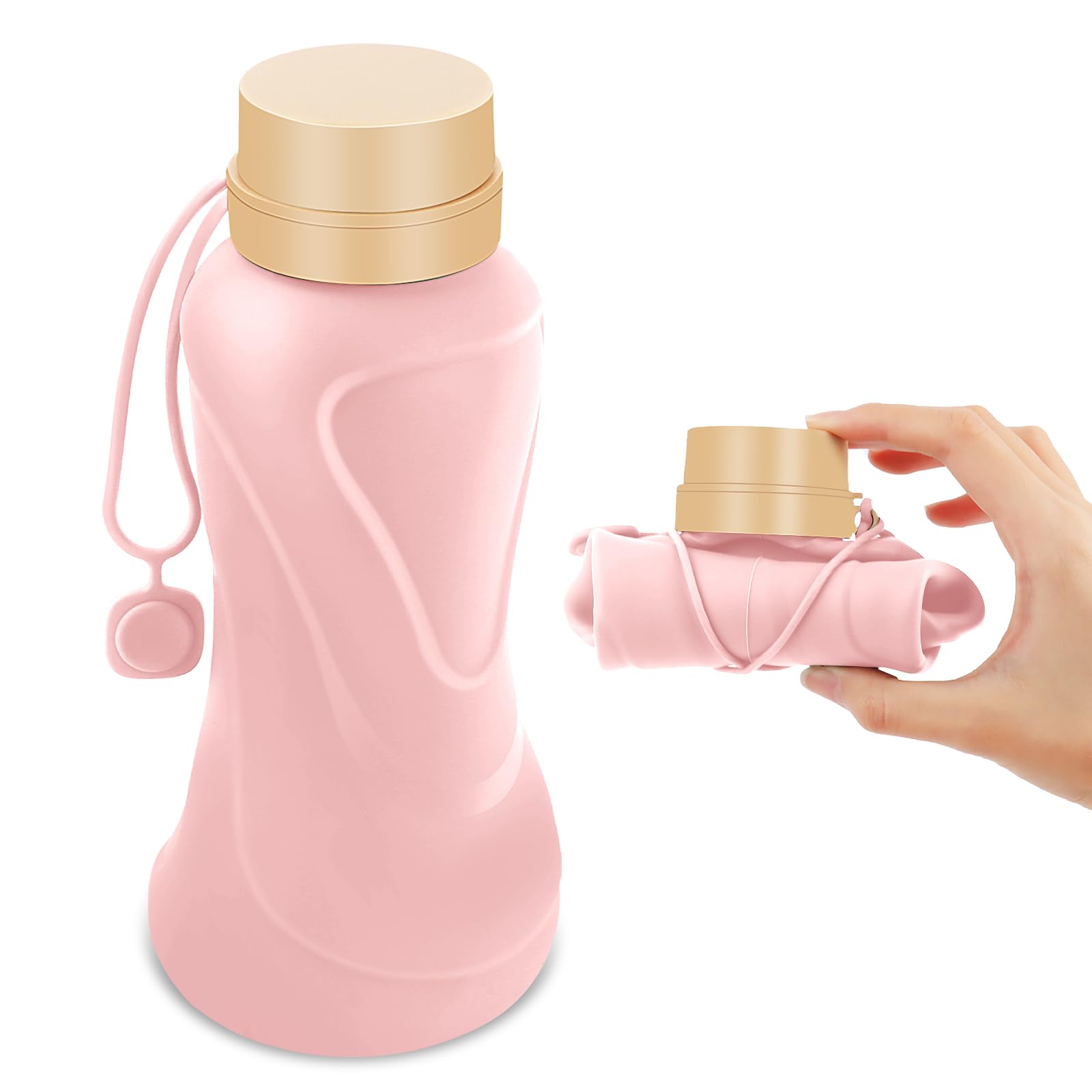 Collapsible Silicone Water Bottle - 26oz Foldable BPA-Free Travel Bottle For Hiking