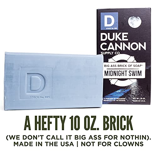 Duke Cannon Supply Co. Big Ass Brick Of Soap Bar For Men Midnight Swim (Ocean & Green Scent) Multi-Pack - Superior Grade, Extra Large, Masculine Scents, All Skin Types, Paraben-Free, 10 Oz (3 Pack) #TOP1