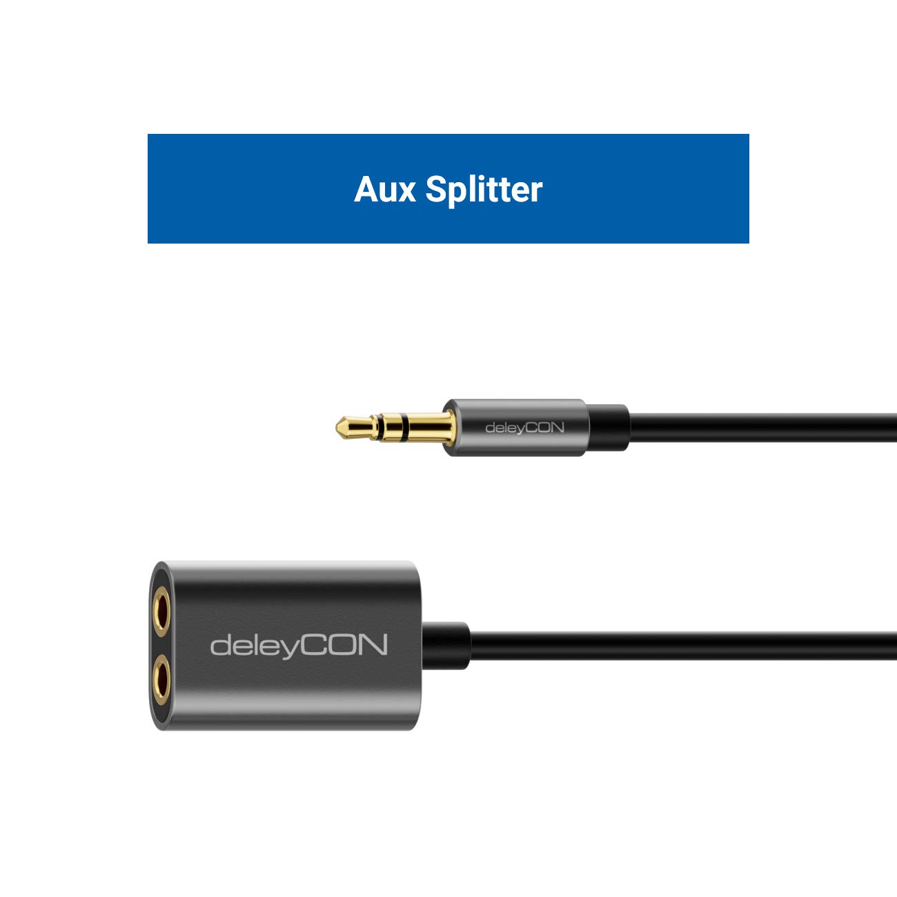 Cavo Splitter Audio Jack 3,5mm DeleyCON - Da 1 A 2 Uscite Per Cuffie E Microfono