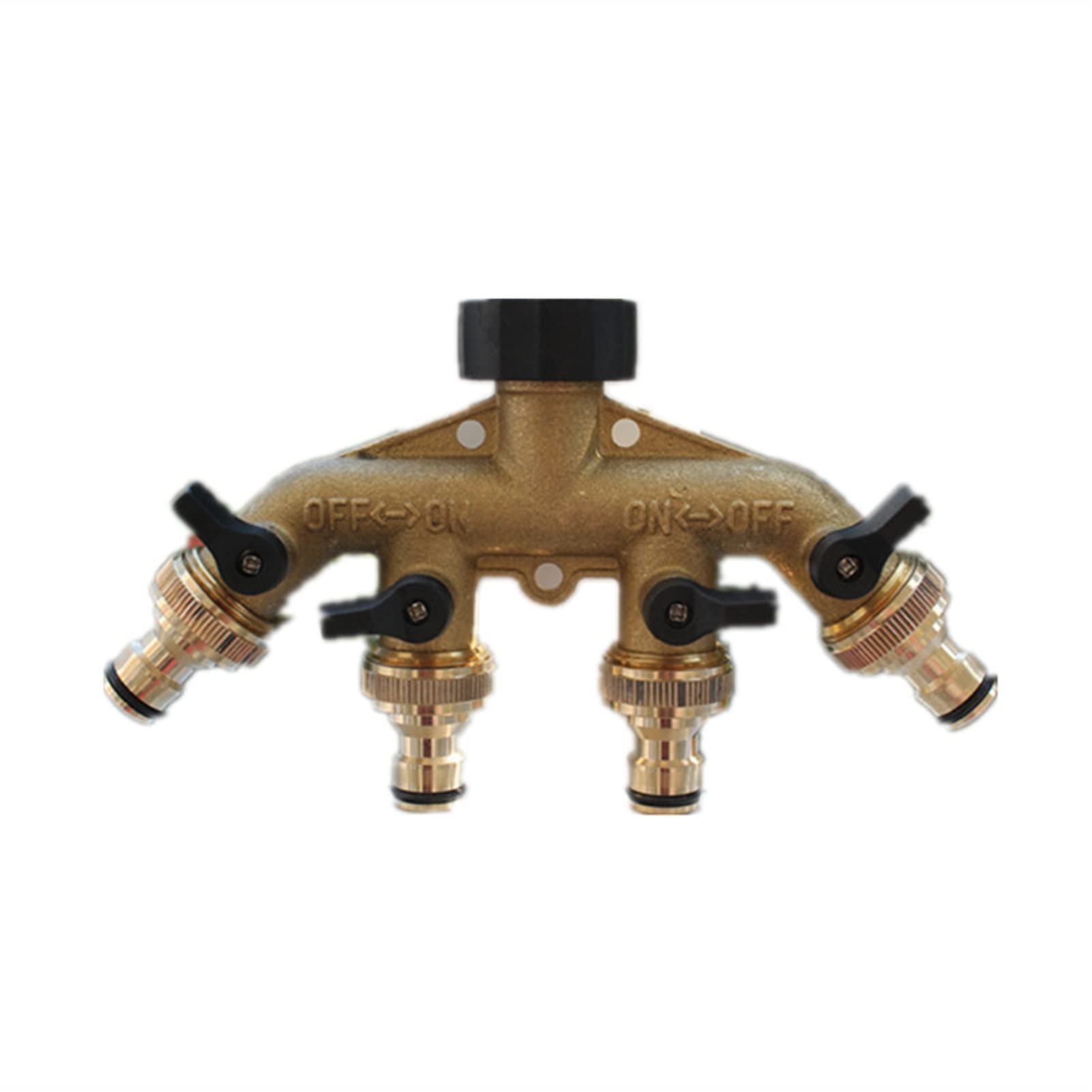 Lnanqing-schlauchverbinder messing 4 Wege Messing-Tap-Adapter Schlauchventil-Verteiler-Schlauch-Splitter-Tap-Adapter Schlauchend-Armaturen vier Kanal-Wasserverteiler, 1pc, Anschluss für Gartenschlauch