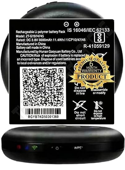 Image of Original ZT-GY974745 Battery for LYF Jio WiFi Dongle JMR815 Wireless Router Battery with 6 Month Warranty**** (V00000215)