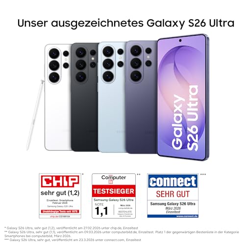 Samsung Galaxy S26 Ultra AI Smartphone mit Galaxy AI, Handy ohne Vertrag, Android, Privacy Display, 12 GB RAM, 512 GB Speicher, 200 MP, Cobalt Violet, 3 Jahre Herstellergarantie [Exklusiv auf Amazon]