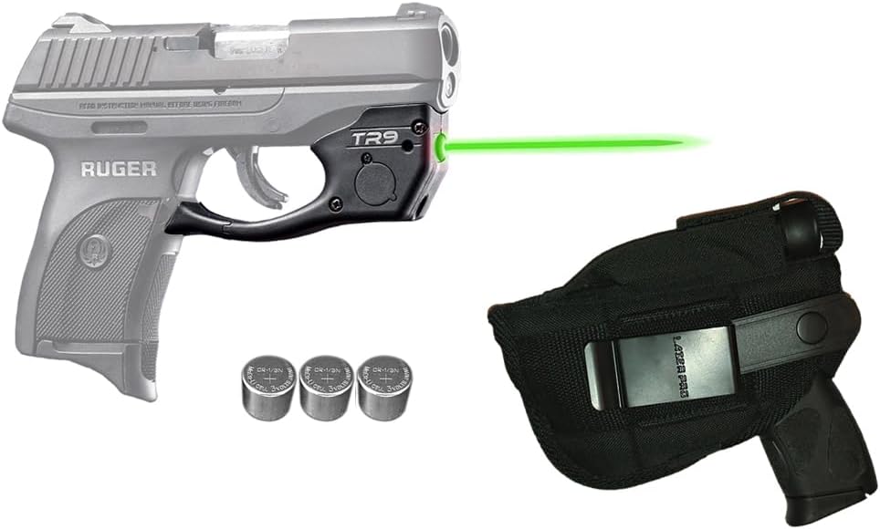 Laser Kit for Ruger® LC9, LC9s, LC380, EC9s w/Tactical Holster, Touch-Activated ArmaLaser TR9GS / TR9G / TR9-G Green Laser Sight + 2 Extra Batteries [Doesn't fit LCP, LCP II, LCP MAX - See Below]
