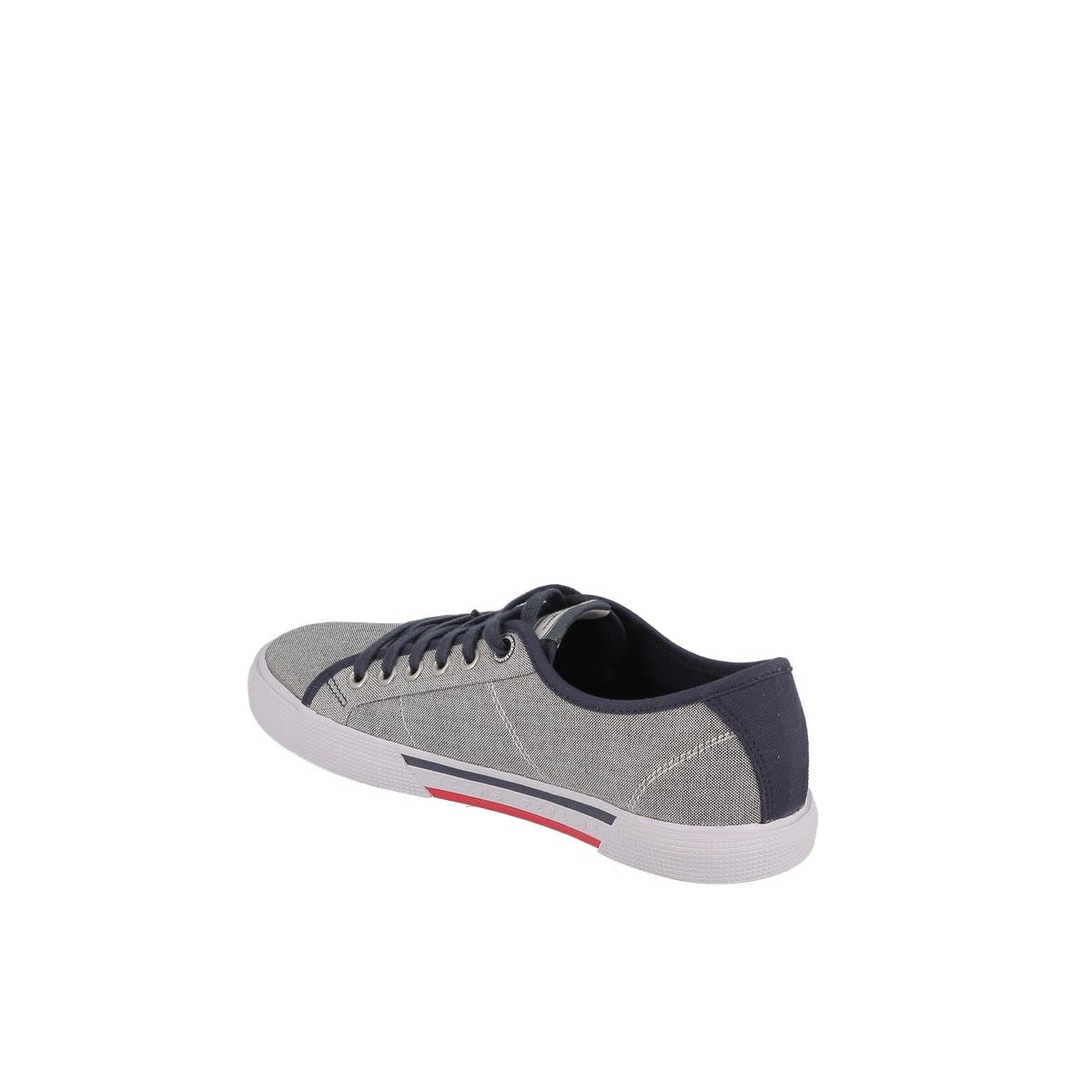 Pepe Jeans Chambray Blue Brady Chambray Canvas Trainers Size 45