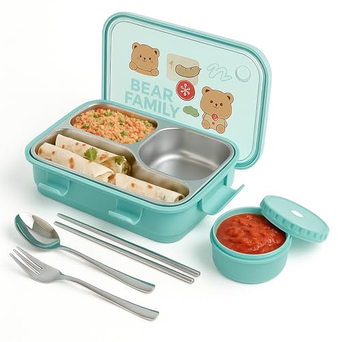 TEC TAVAKKAL Lunch Box 3 Compartment Leak-Proof BPA Free Stainles...