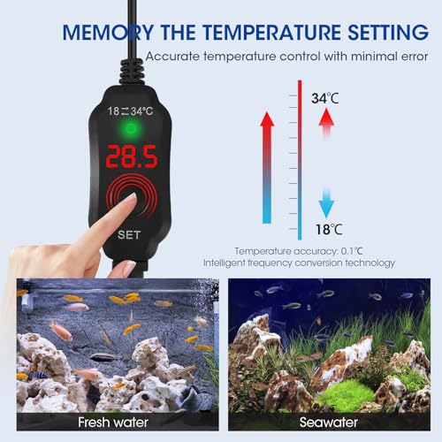 Image result for TOPEV Mini Fish Tank Heater 10/25/50W, Submersible Aquarium Heater ...