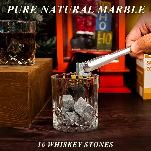 Whiskey Glasses Set of 4, with Complete Whiskey Tools, 8oz Rock Glasses Packaged in Luxury Wooden Box, Old Fashioned Glass for Birthday Christmas - Image 5