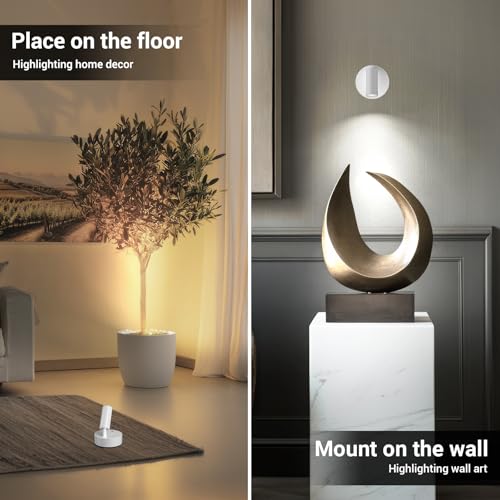 Image of TaoFiaCo Spotlight Indoor, Wireless Battery Operated with Remote,Uplight Indoor Down Light for Picture on Wall, Plant Spotlight Dimmable Timer, Mini Ceiling Lights Painting for Trees Plant