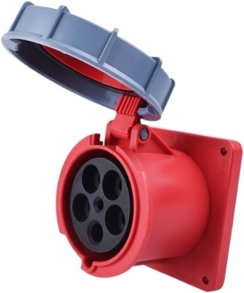 IP67 Industrial Plug and Socket 63A 125A 3P/4P/5P PA66 Wall Mounted Socket Panel Mount Coupler 220V 250V 380V 415V(Panel Socket 63A 5P)