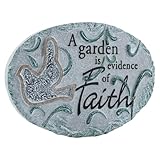 MyGift 9.5 Inch Resin Outdoor Stepping Stone Faith Sign Home Garden Decor, Decorative Gardening Rock Lawn Sculpture Gift with Dove and Religious Message