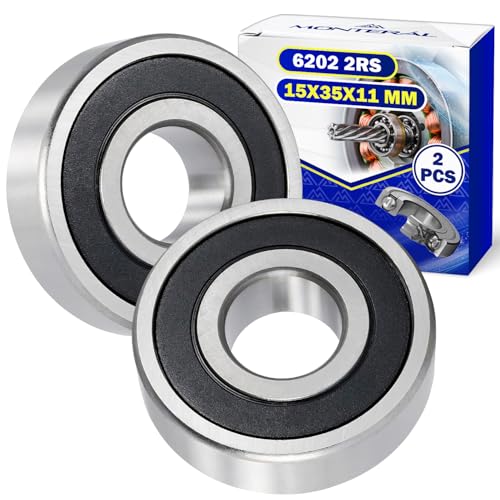 2 Piezas Rodamiento de Bola 6202 2RS para Lavadora con Tamaño 15x35x11 mm - MONTERAL