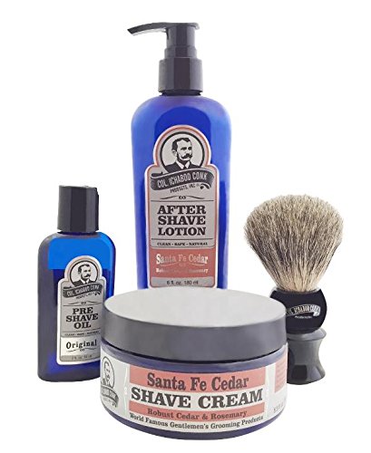 Colonel Conk Model 4011 Santa Fe Cedar 4pc Shave Kit with Brush