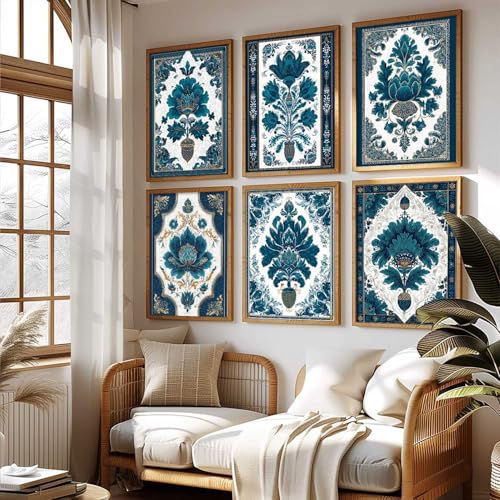 Image of kotart Traditional Wall Art Painting With Frame Pichwai Home Decoration For Living Room Bed Room Hotel Wall Decor Digital Reprint Set of 6 (13X17 inch)