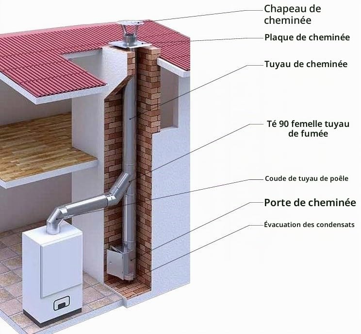 Chapeau de Cheminée en Acier Inoxydable - Capuchon de Pluie - Embout de Cheminée - Couvercle de Cheminée pour Tuyau - Hotte d'aération - Diamètre 180 mm – Ø 180 mm