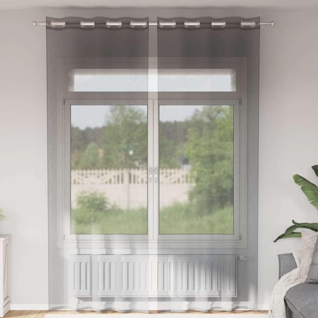 Rideau voilage gris foncé 140x260 cm en lot de 2 pour habiller le salon