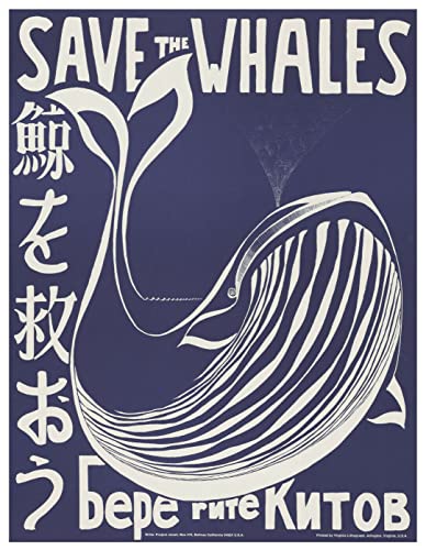 Affiche vintage Save the Whales idéale pour décorer un salon ou un bureau au style rétro