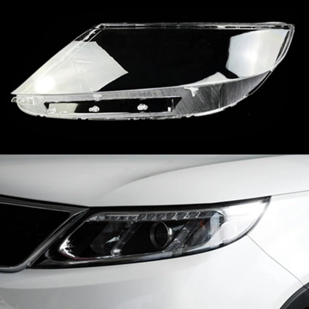 Car Headlight Lens Cover Compatible With Kia For Sorento 2013 2014 Car Headlight Transparent Shade Caps Front Headlight Lamp Shade Cover Headlight Glass Lens Shell Case(Left)