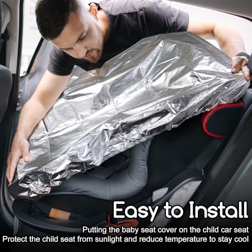 Image of Baby Car Seat Sun Shade Cover,Toddler Car Seat Cooler Car Seat Heat Protector with Draw String,Block Sunlight UV Ray Keeps Baby Seat at A Cool Temperature,Baby Travel Accessories 42.5 inch x 29 inch