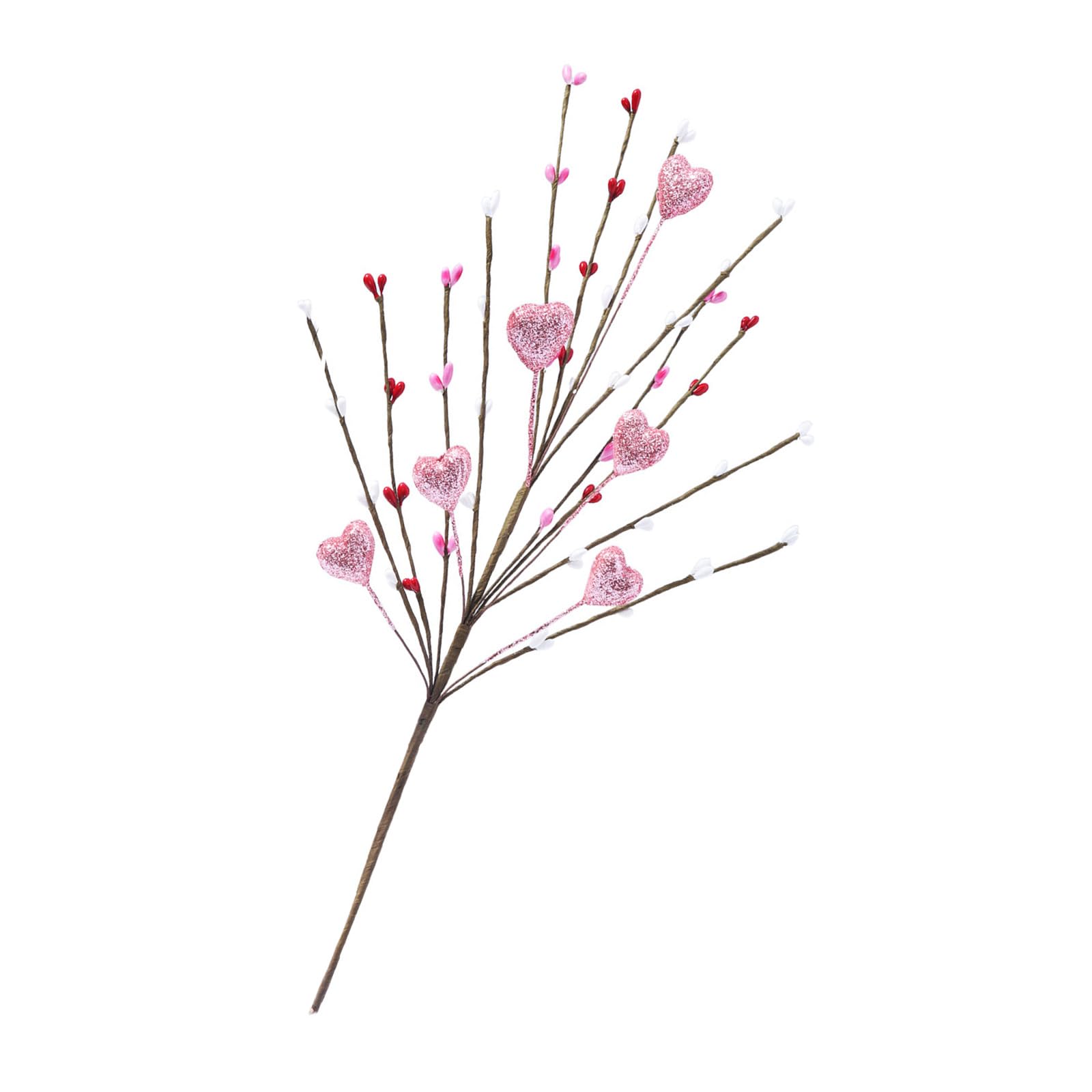 hogtnd Heart Shaped Berries Artificial Stem Ornament for Festival Home Decoration Heart Berries Stem