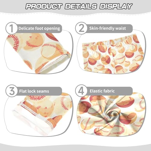 Baseball Pattern Kids Baby Girls Cotton Pants Stretch High Waisted Athleisure Pants Running3