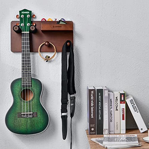 Donner Guitar Wall Mount Shelf, Guitar Wall Hanger With Storage Shelf, Pick Holder And 2 Hook, Guitar Wood Hanging Rack For Electric Guitar, Acoustic Guitar, Bass Guitar, Guitar Accessories #TOP6