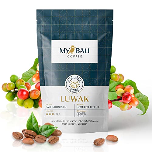 MYBALI COFFEE 100g Kopi Luwak Kaffee von frei Lebenden Luwak Schleichkatzen / Kaffee Geschenk, Kopi Luwak, Luwak Kaffee, Katzenkaffee, Kopi Luwak ganze Bohnen, Edler Kaffee,...