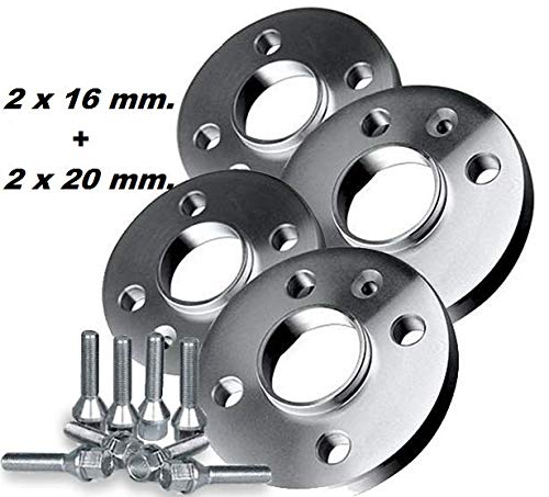 KOSKO Kit 4 DISTANZIALI Ruote 16+20 MM. COMPATIBILI con Audi A4 (B9) dal 2015 in Poi con BULLONI in Acciaio