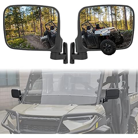 Adjustable Wider Rearview Side Mirrors for Polaris Ranger XP 1000, SAUTVS Folding Clear Rear View Side Mirrors for Polaris Ranger XP 1000 Crew 2018-2023 Accessories(2PCS) Cover