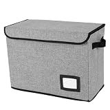 Foppla Dokumentenbox, Comicbuch-Aufbewahrungsbox, faltbar, waschbar, integrierte Comicbuch-Box, Comicbuch-Organizer mit Griff, geschlossener Deckel für Zuhause, Büro (grau)