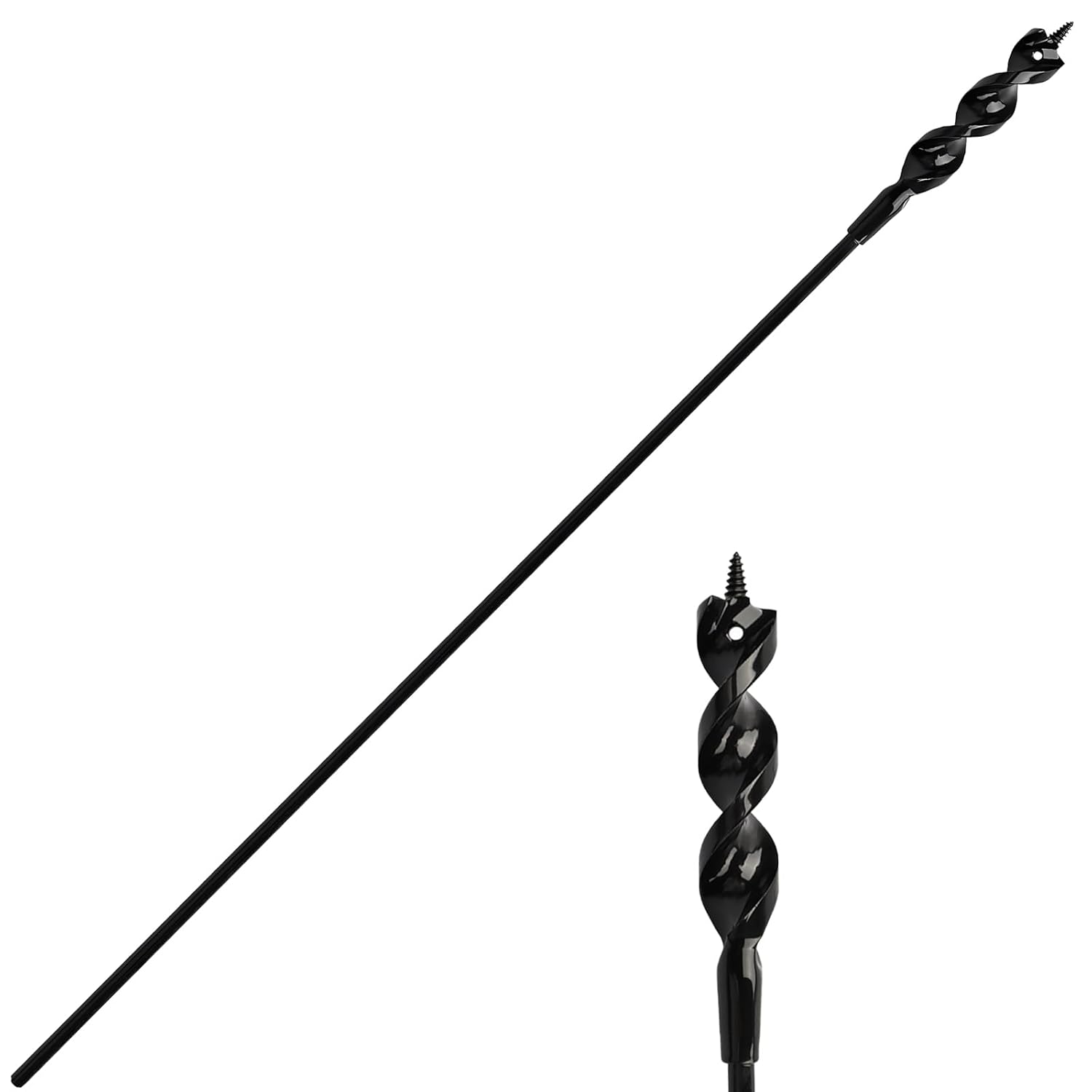 Flexible Installer Drill Bit for Pulling Wires Through Walls Ceilings and Sidewalks, 54-Inch Long, 3/4-Inch Auger with a Fish Eye Hole and Screw Point, 1/4" 3-Flat Anti-Slip Shank. 3/4” 54”