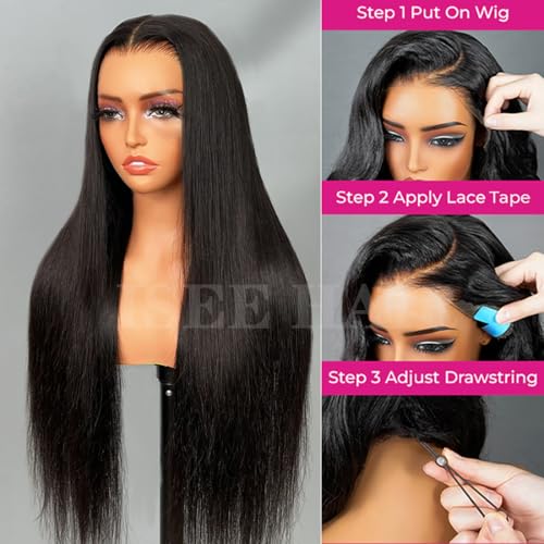 Image of ISEE Straight Glueless Wigs 13x6 HD Lace Frontal Wig for Women 18 Inch