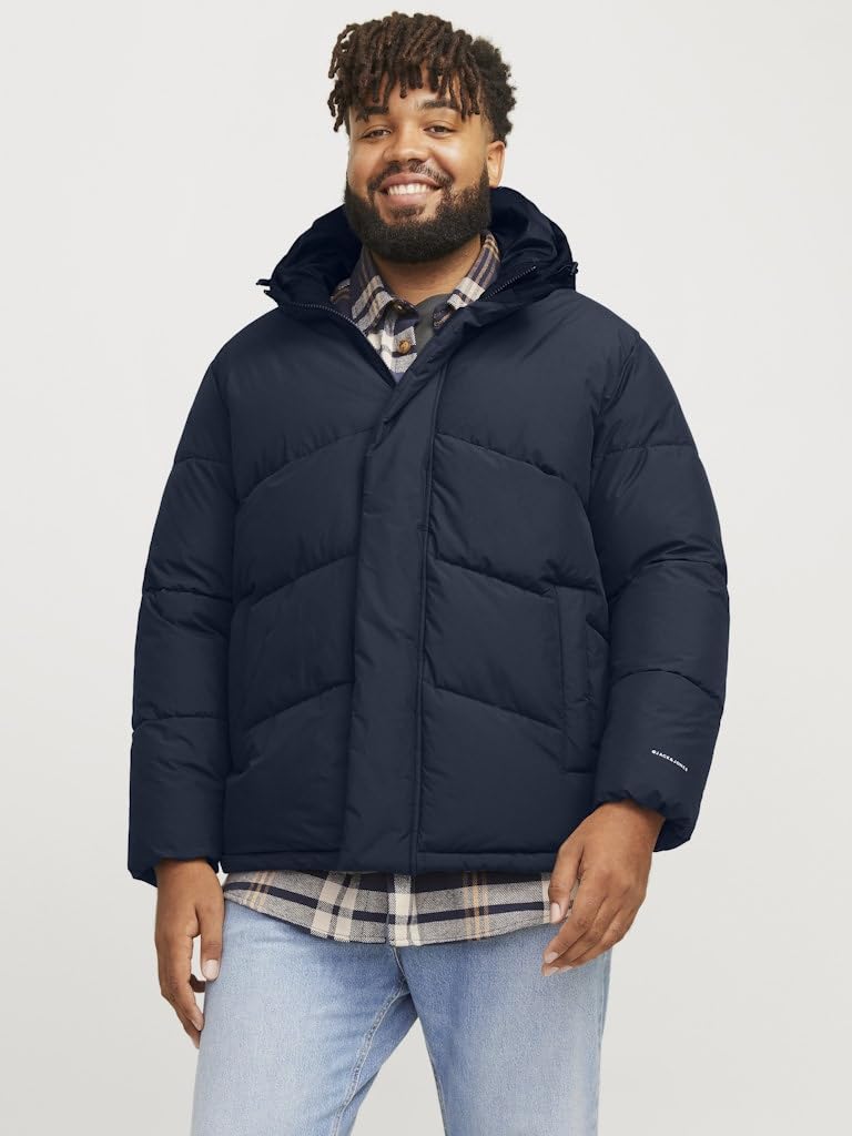 JACK&JONES PLUS Męska kurtka puchowa JJWORLD PLS kurtka puforowa, granatowa, 3XL, granatowy blezer, 3XL