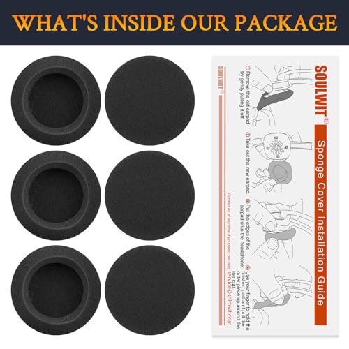 Image of SOULWIT 6Pcs Replacement Earpads for Logitech H340 Headsets, Soft and Durable Sponge Ear Pads Cushions with High-Density Foam - Black