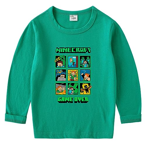 [ZIRIA] マインクラフト 長袖 Tシャツ かわいい 柔らか 肌着 綿 通気性シャツ 男の子 女の子 寝間着 カジュアル トップス 可愛い 春秋 子供服 誕生日プレゼント 140CMのサムネイル