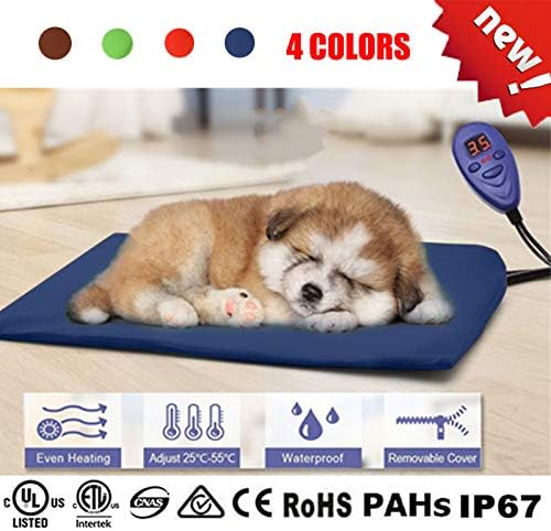 SagaSave Winter Dog Heated Pads, Pet Heating Pad,Cat Dog Electric Pet Heating Pad Indoor Waterproof,Auto Constant Temperature, Chew Resistant Steel Cord US PL