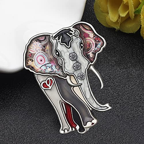 WEVENI Enamel Alloy Rhinestone Elephant Brooch Black Pins for Women Lady Girl Scarf Dress Suit Accessories Fashion Jewelry Charm (Black)4