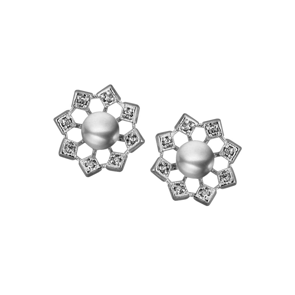 Sri Jagdamba Pearls Dealer Flower Cz Grey Earrings For Women (B0751D2SDQ) Amazon Price History, Amazon Price Tracker