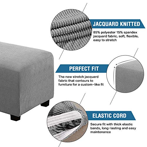 Image of H.VERSAILTEX Ottoman and Sofa Seat Cushion Combined Cover Slipcover Rectangle Sofa Slipcover Fit Length 56 inch-75 inch Suitable for L Shaped Seat Cushion Cover or Chaise Part Cover Stretch Thick Soft - Dove