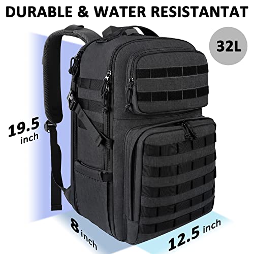 Matein-Travel-Backpack-Large-Tactical-Backpack-Military-Bookbag-for-Men-with-17-inch-Laptop-Compartment-Molle-System-Water-Resistant-Army-Bag-3-Day-Assault-Pack-for-Hiking-Camping-Outdoor-Black