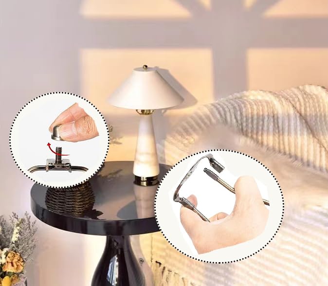 Image of 8 Inch Heavy Duty Lamp Harp, with Finials and Detachable Light Duty Saddle Bases,, Used for Floor Lamps and Table Lamps, Wall Lamps, Etc, 1sets of Heavy-Duty Lampshade Holders, Chandelier (Nickel)