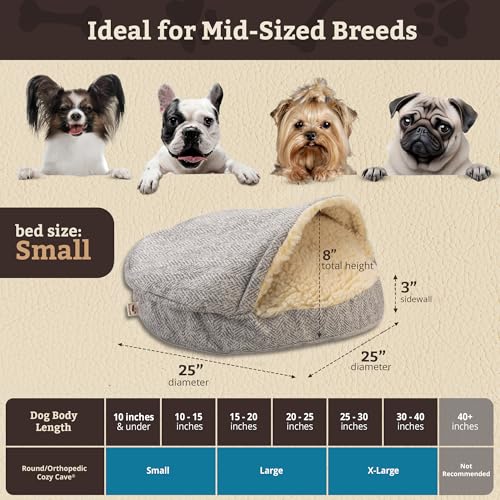 Image of Snoozer Cozy Cave Dog Bed, Round Covered Dog Bed, Palmer Dove (S)