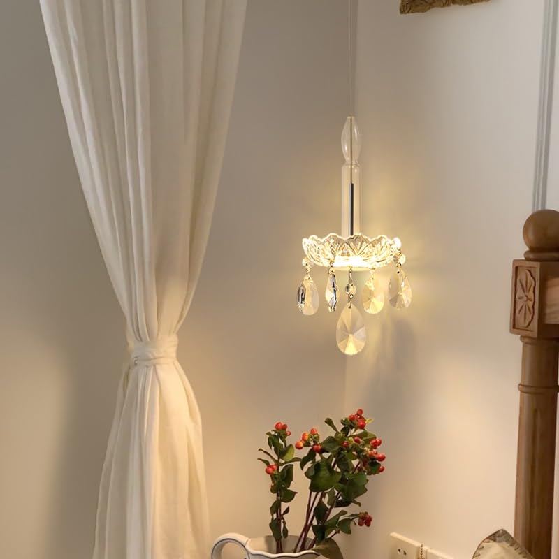 Lampe suspendue pour chambre et chevet créant une ambiance douce en verre transparent