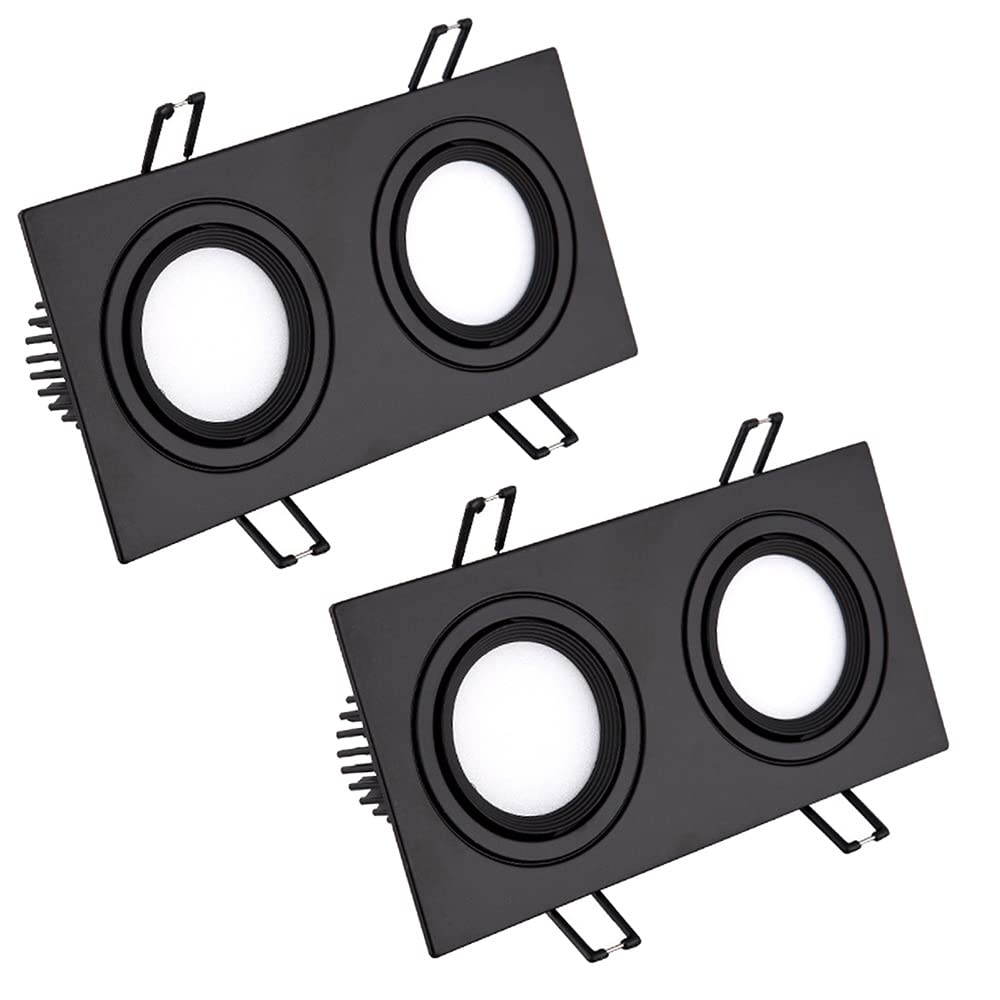 GTHTUHFD Led Rectangle Gimbal Spotlight Set Of 2,10W,14W,20W,30W,40W,60W Canless Adjustable Downlight,Black Ceiling Eyeball Wafer Light,6000K,4000K,3000K Selectable,14w-3000k