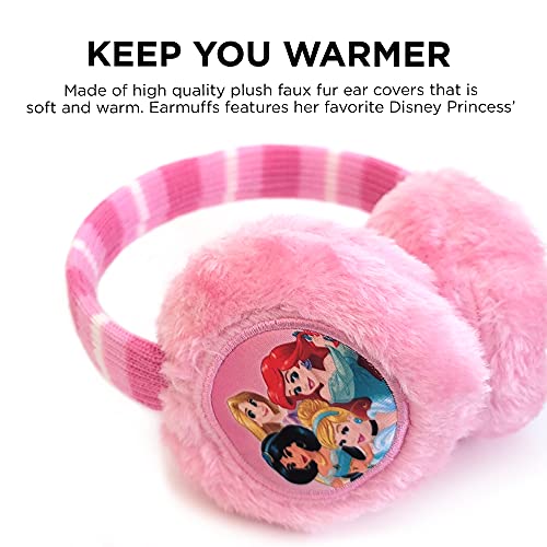 Disney Winter Earmuffs Warmers and Kids Gloves Sets, Princess Plush, Pink, Little Girls, Ages 4-74
